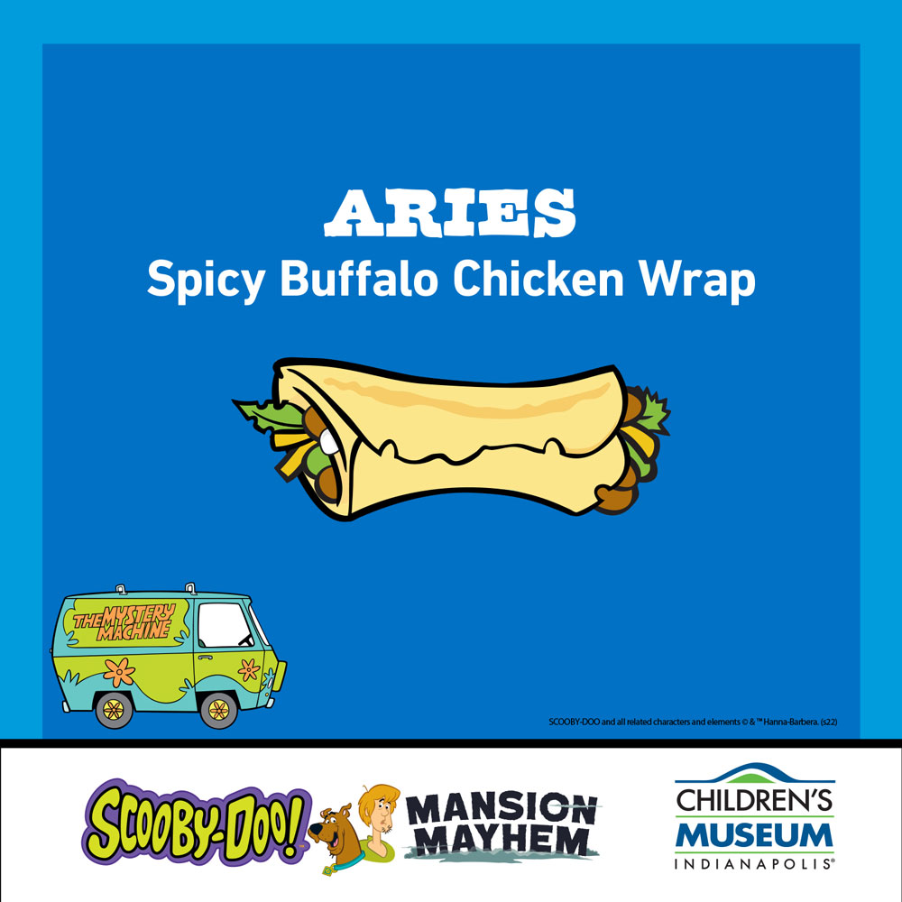 Aries zodiac sign Scooby sandwich - spicy Buffalo chicken wrap